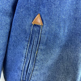 Omoone Women’s Blue Denim Jacket Distressed Pockets Button Closure Sz L
