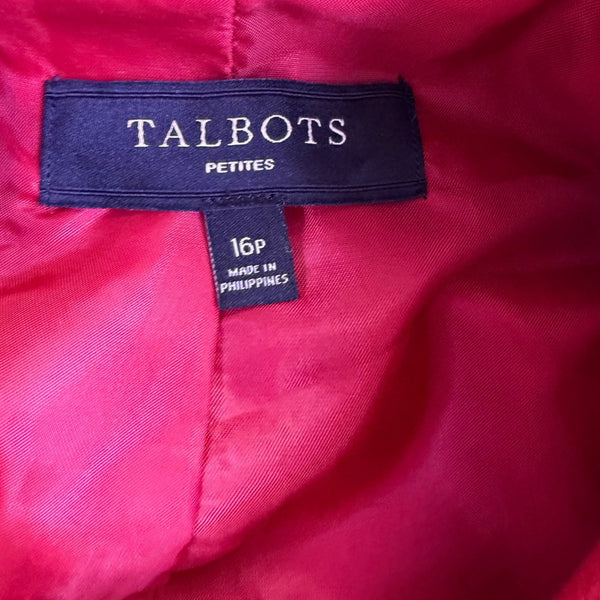 Talbots Womens Red Button Front Jacket Petite Two Pockets Sz 16P 