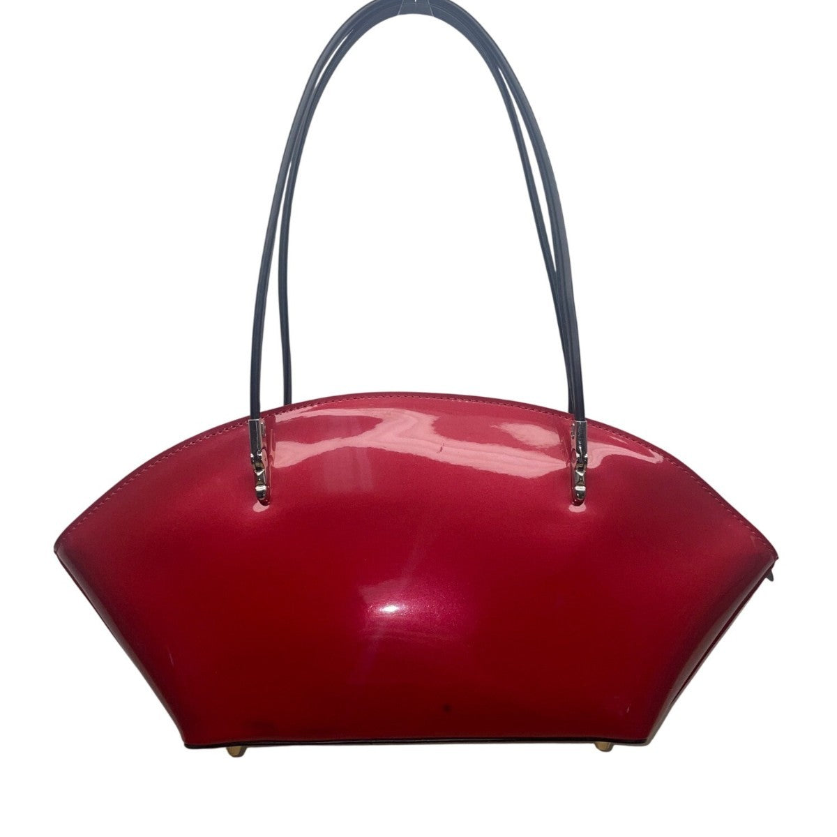 Beijo Womens Red Glossy Black Straps Chic Modern Design Tote Handbag