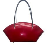 Beijo Womens Red Glossy Black Straps Chic Modern Design Tote Handbag