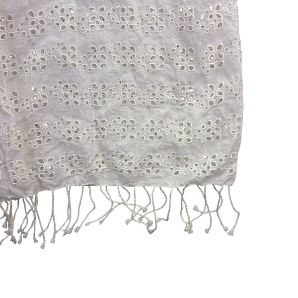 J.Crew Womens White  Sleeveless Eyelet Top With Fringe Hem Sz M-L