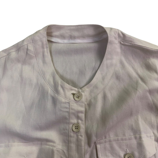Lacoste Womens White Sleeveless Safari Vest Jacket With Pockets Size 38