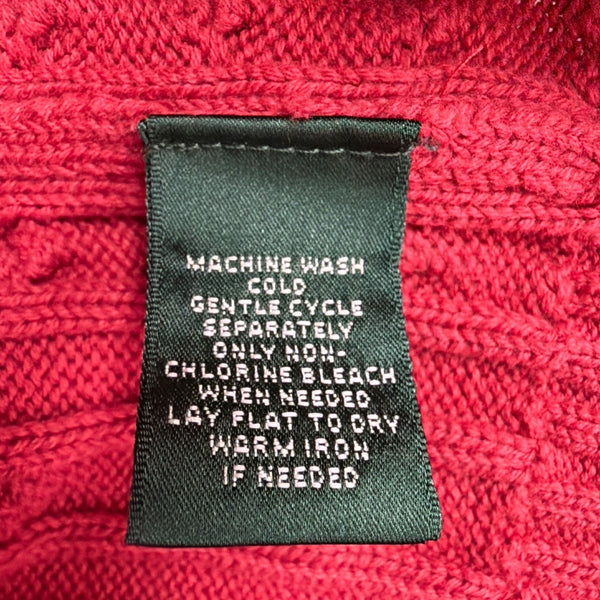 Lauren Ralph Lauren Womens Red Cable Knit Full Zip Sweater With Pockets