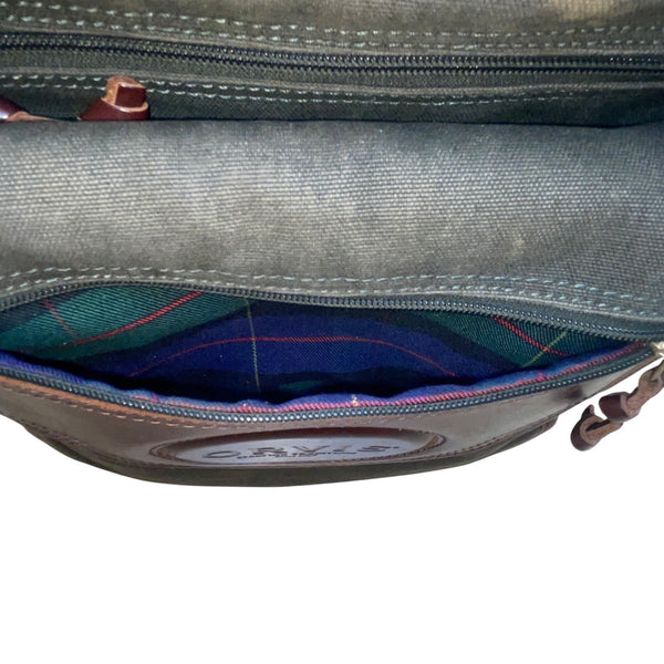 Orvis Men’s Olive Canvas &  Brown Leather With Adjustable Strap Crossbody Bag