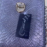 Epona Women’s Gray Metallic Snakeskin Clasp Closure Chain Strap Crossbody Bag