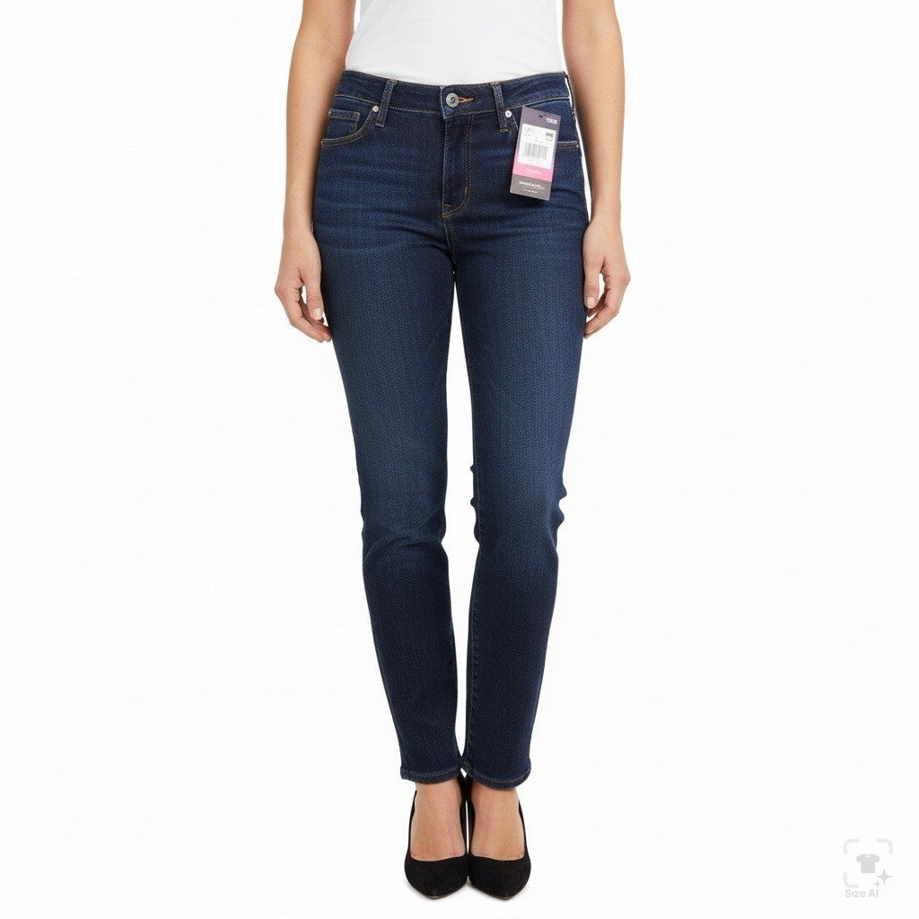 Lee Womens Dark Wash Denim Straight Leg Pants Classic Fit Mid-Rise Size 10 M