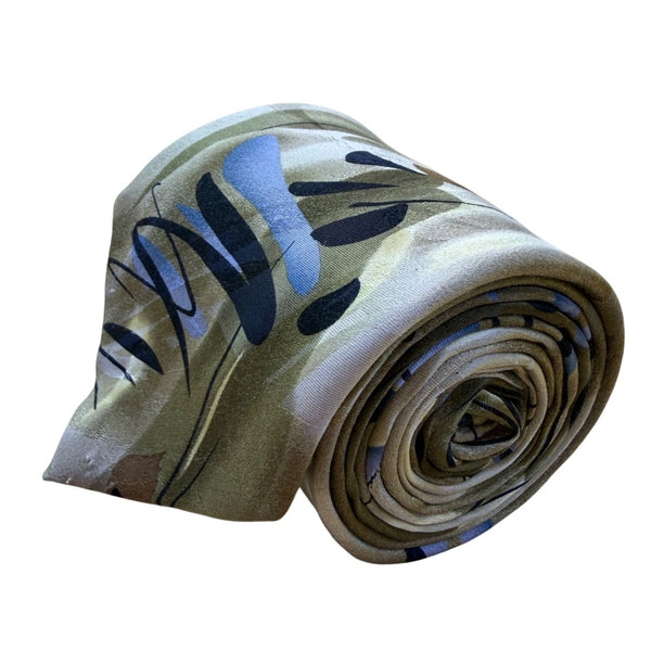 J. Garcia Men’s Tan & Blue Silk Tie Sea Anemone Limited Edition Collection 44