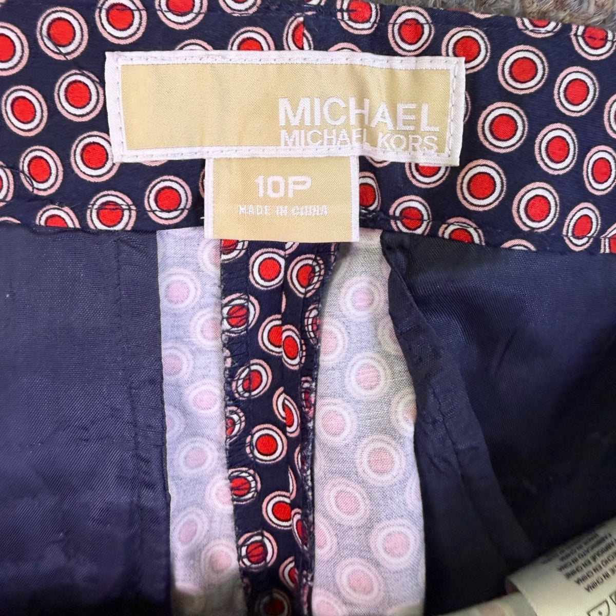 Michael Kors Womens Pink & Navy Cotton Blend Mid-Rise Cropped Pants Size 10P