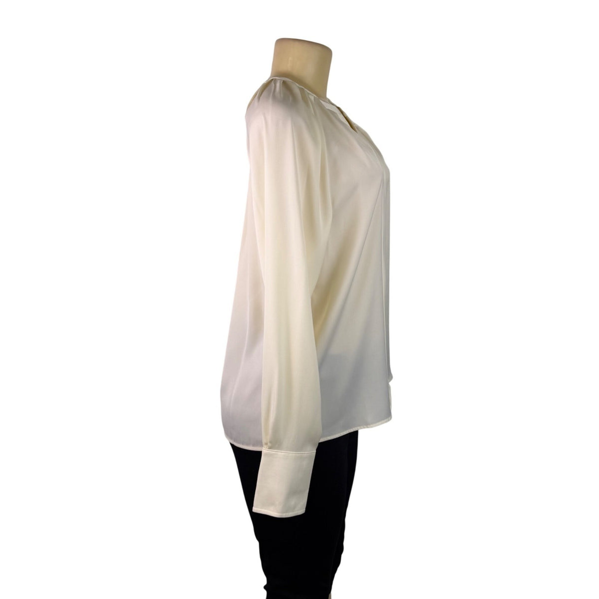Michael Kors Womens Bone Pleated Long Sleeve Blouse Elegant Chic Sz M