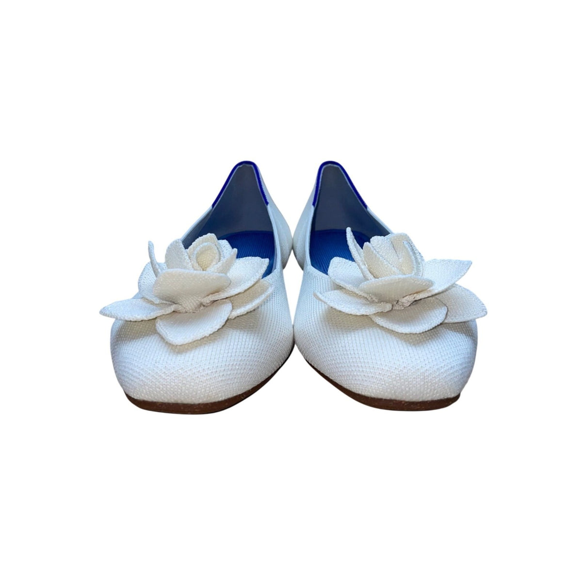 Rothys Women’s White With Flower Detail Slip-On Ballet Flats Size W11.5
