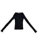 Abercrombie & Fitch Womens Black Ribbed Long Sleeve Top Fitted Stretch Sz XXS