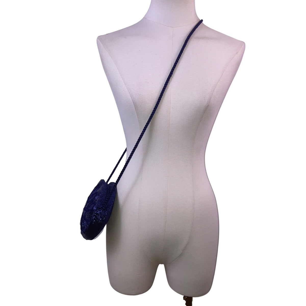 Carolyne Barton Women’s Blue Beaded With Tassel Night Crossbody Bag