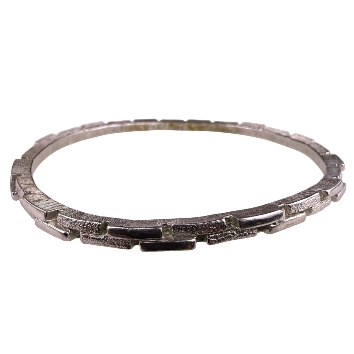 Trifari Womens Silver Tone Metal Textured Bangle Bracelet Vintage Style