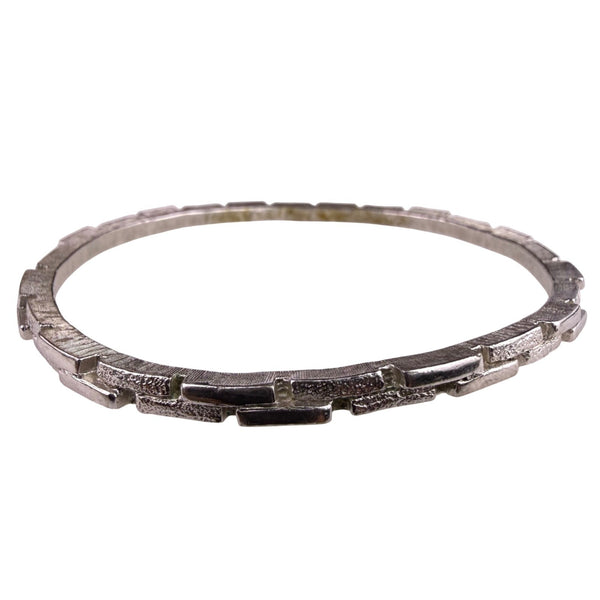 Trifari Womens Silver Tone Metal Textured Bangle Bracelet Vintage Style