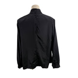 Womens Black Polyester Mock Neck Pleated Blouse Button Back Long Sleeve Size 14W
