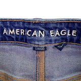 American Eagle Womens Blue Denim Short Strigid Raw Hem Straight Leg Jeans Sz 4 
