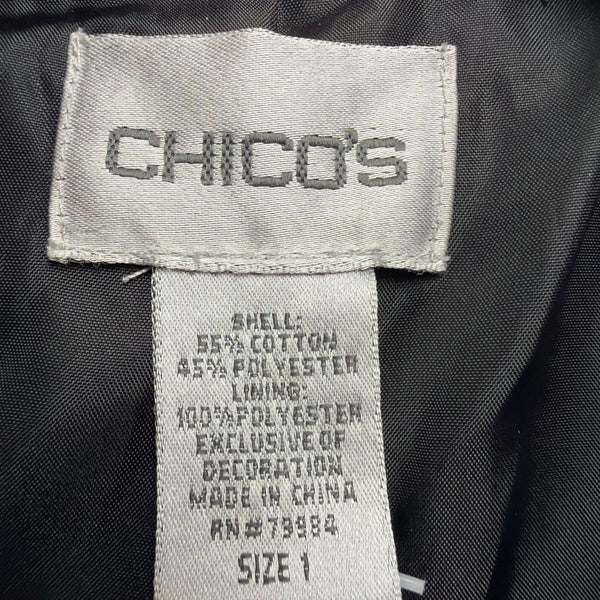 Chicos Womens Pink & Black Patterned Edanas LS Jacket Stylish Size 1
