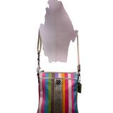 Coach Womens Multicolor Striped Metallic Accents Adjustable Strap Crossbody Bag