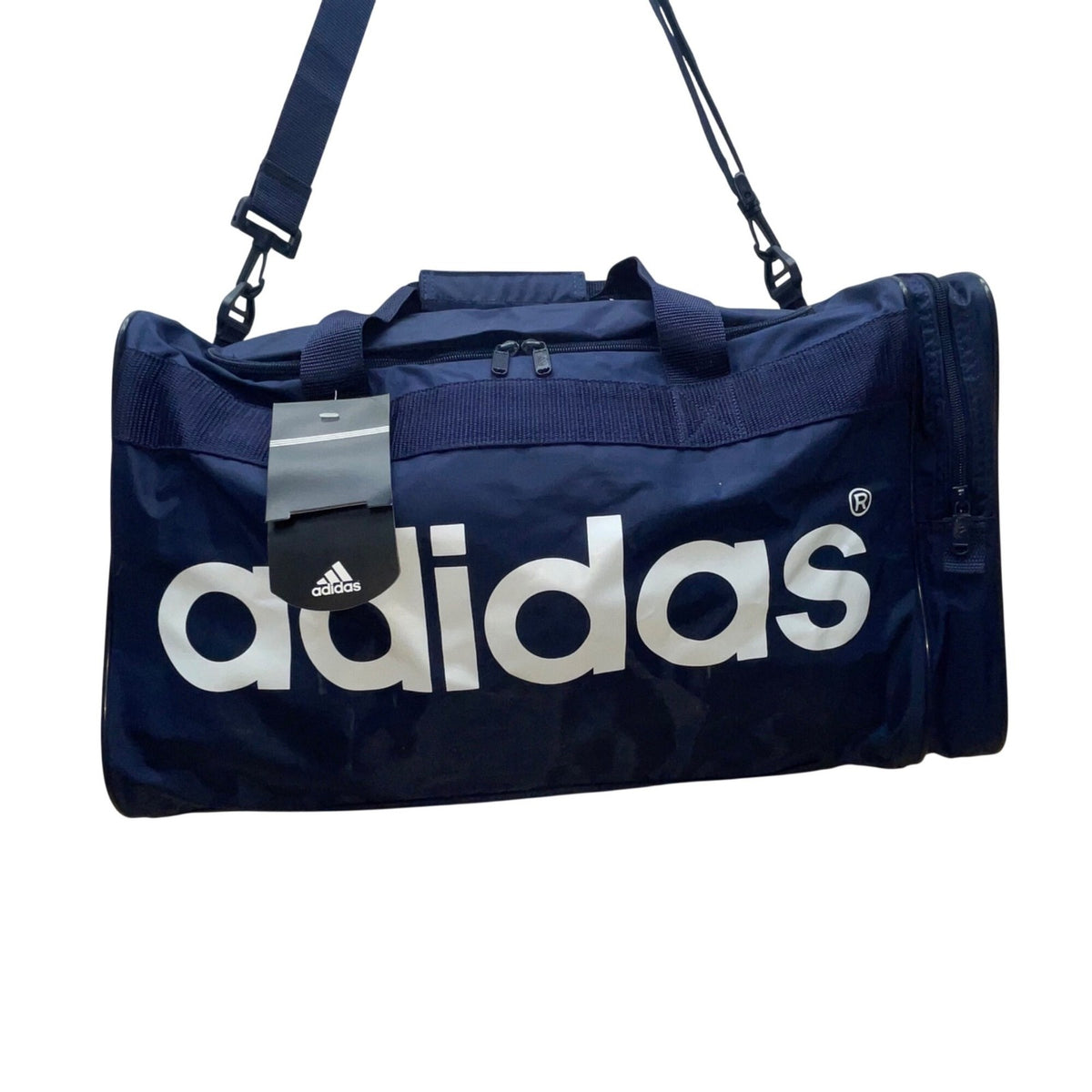 Adidas Unisex Blue Nylon Duffle Bag Logo Design Adjustable Strap One Size