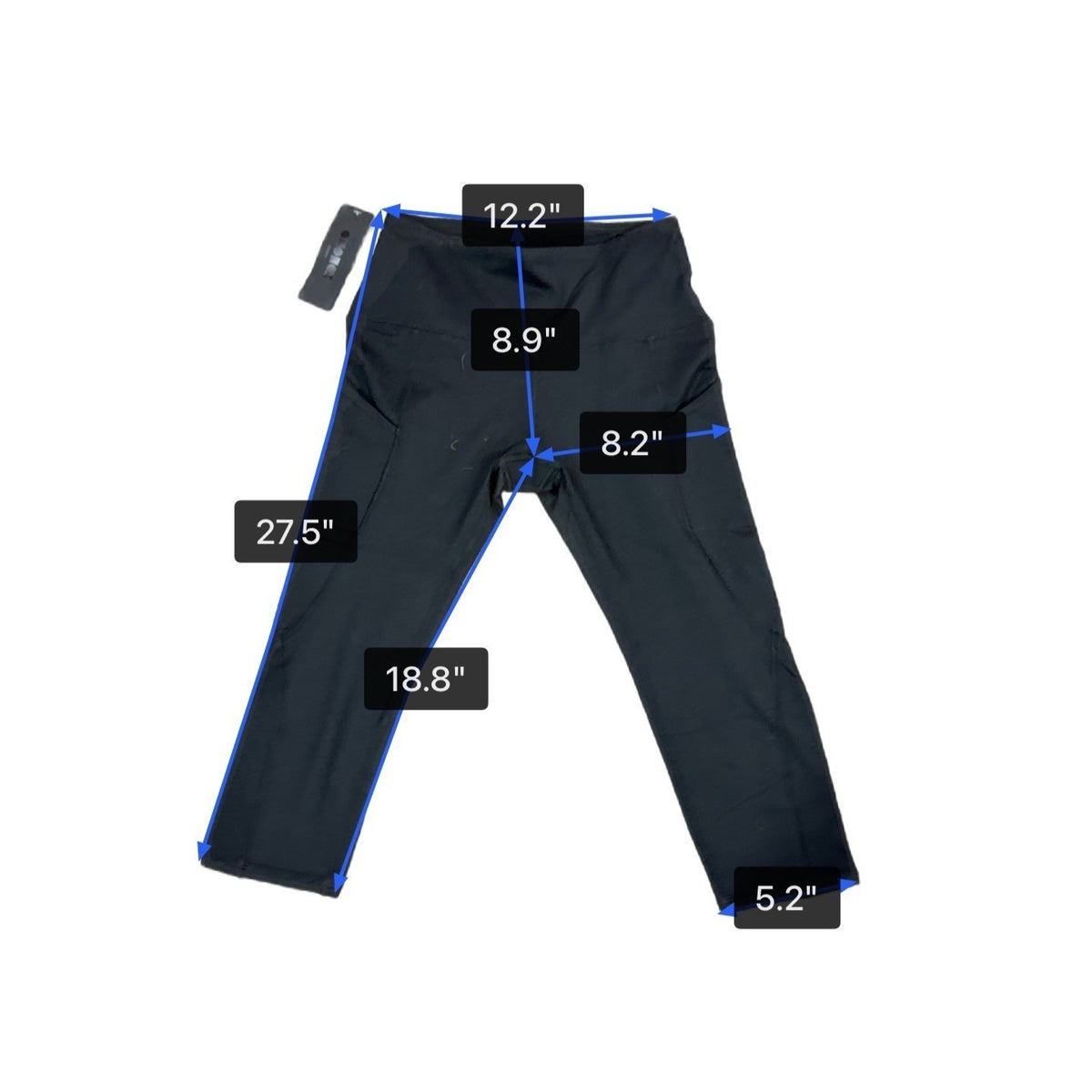 Ododos Womens Black Polyester/Spandex High-Waist Pocket Capri Leggings Size S -