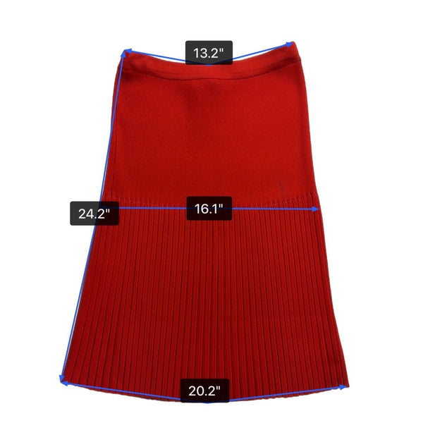 Exclusively Misook Womens Red Knit Pleated Skirt Size S