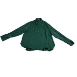 Zara Womens Green Satin Button-Up Long Sleeve Shirt Chic Fashion Sz XL