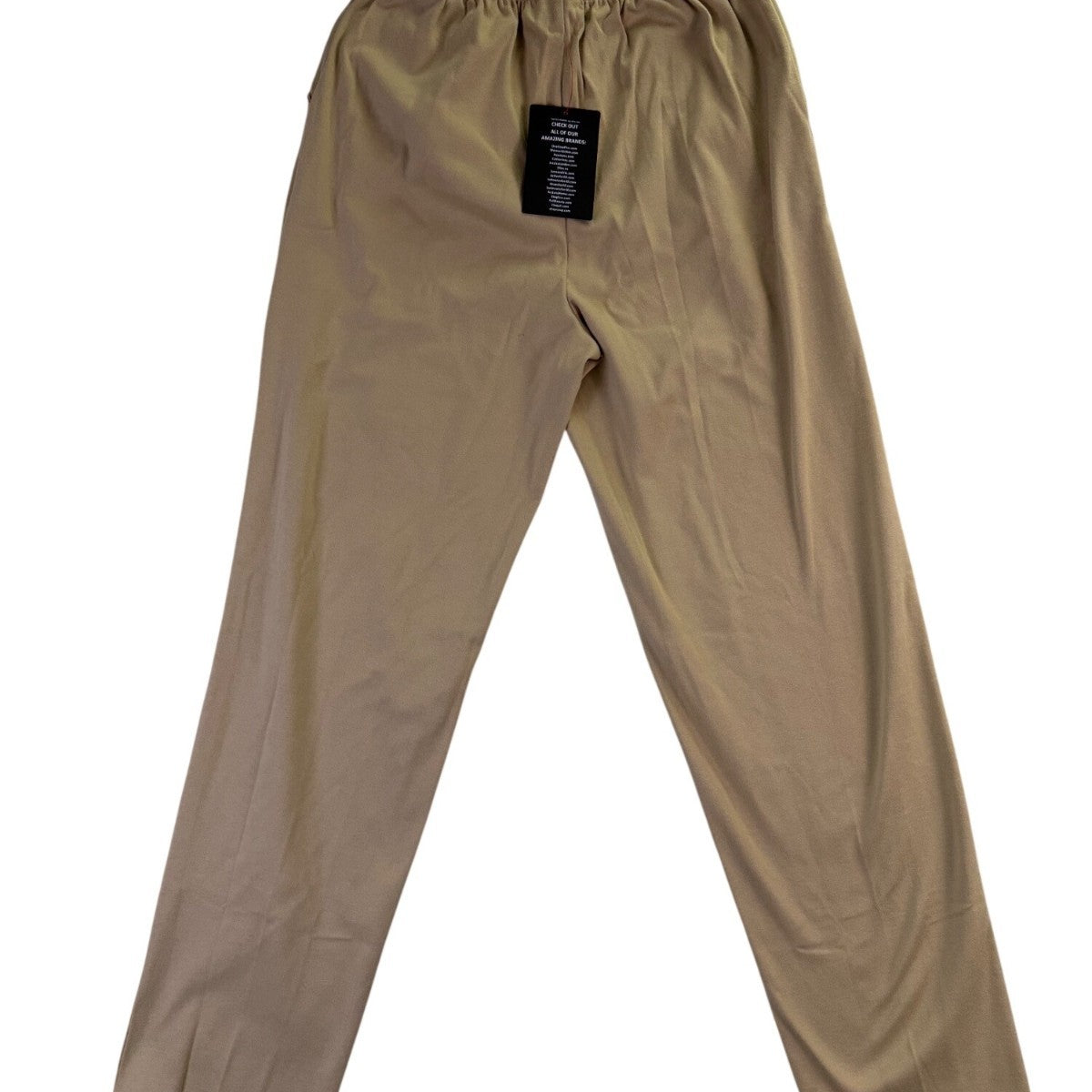 Woman Within Womens Tan Straight-Leg Pants With Elastic Waist & Pockets Size 12