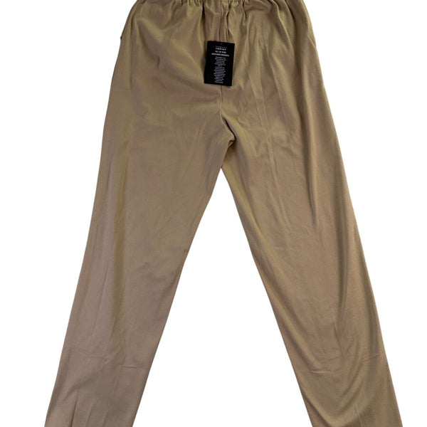 Woman Within Womens Tan Straight-Leg Pants With Elastic Waist & Pockets Size 12