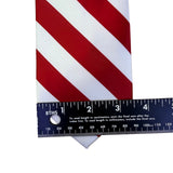 Tiemart Mens Red & White Striped Polyester Handmade Necktie 58 Inches Long