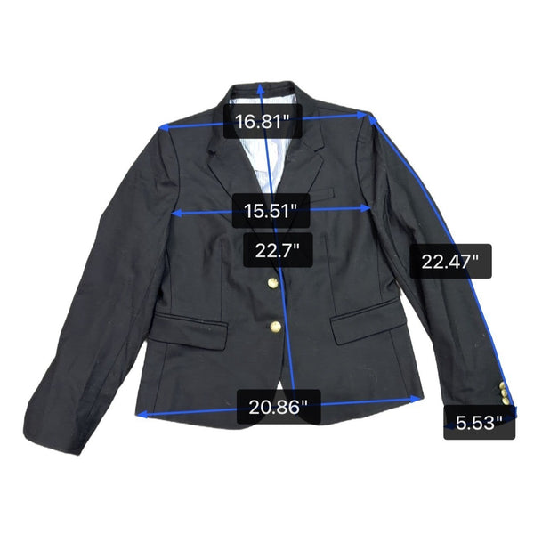 J.Crew Womens Black Blazer Gold Buttoned Lined Jacket Size 12