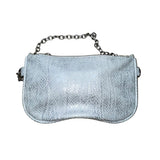 Inzi Women’s Silver & White Faux Leather Snake Pattern Chain Strap Crossbody Bag