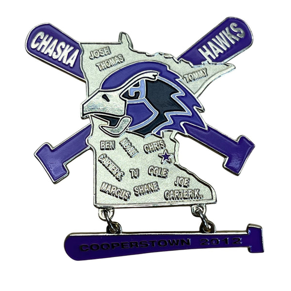 Custom Chaska Hawks Cooperstown 2012 Baseball Trading Pin With Dual Clutches