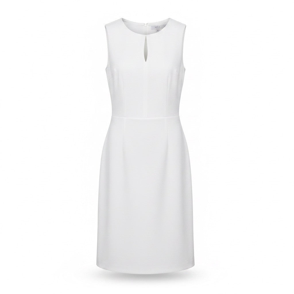Kala Womens White Silk Sleeveless A-Line Dress Keyhole Detail Size S