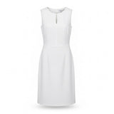 Kala Womens White Silk Sleeveless A-Line Dress Keyhole Detail Size S