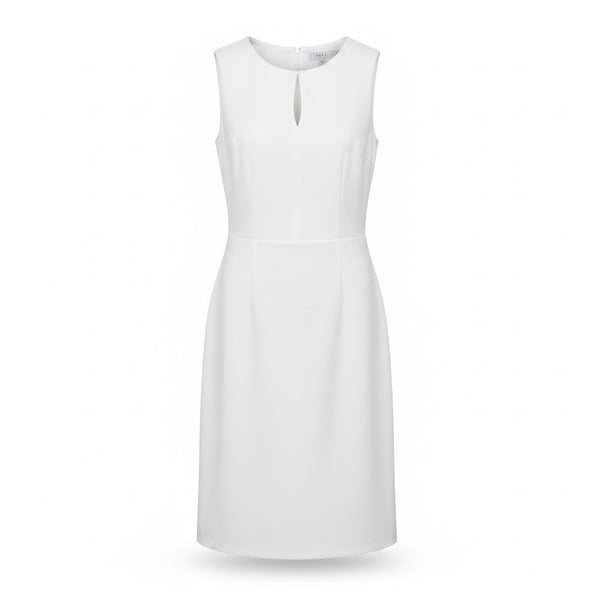 Kala Womens White Silk Sleeveless A-Line Dress Keyhole Detail Size S