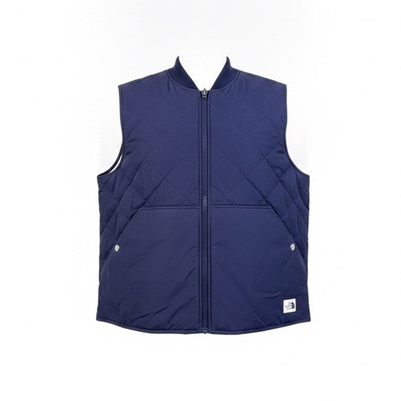 The North Face Mens Navy Quilted Vest With Full Zip Lightweight Jacket