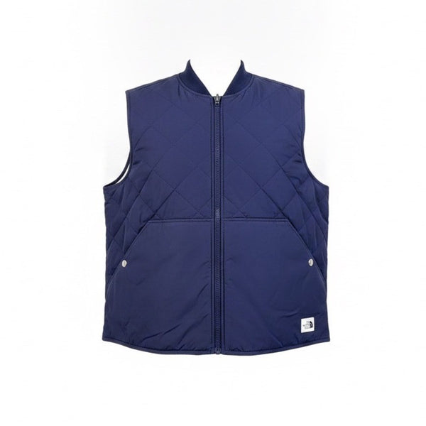 The North Face Mens Navy Quilted Vest With Full Zip Lightweight Jacket
