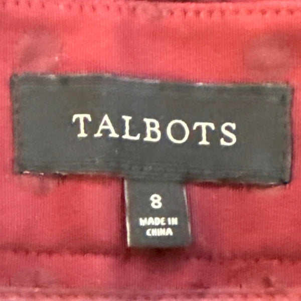 Talbots Womens Burgundy Polka Dot Ankle Pants Size 8