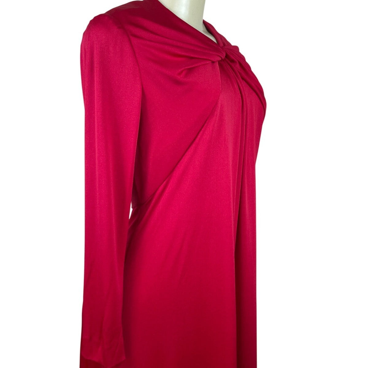 Vintage Leo Narducci Long Sleeve Red Maxi Dress With Knotted Front Detail