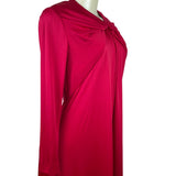 Vintage Leo Narducci Long Sleeve Red Maxi Dress With Knotted Front Detail