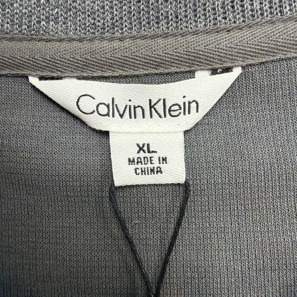 Calvin Klein Mens Medium Grey Cotton V-Neck Liquid Rib Long Sleeve Sweater Sz XL