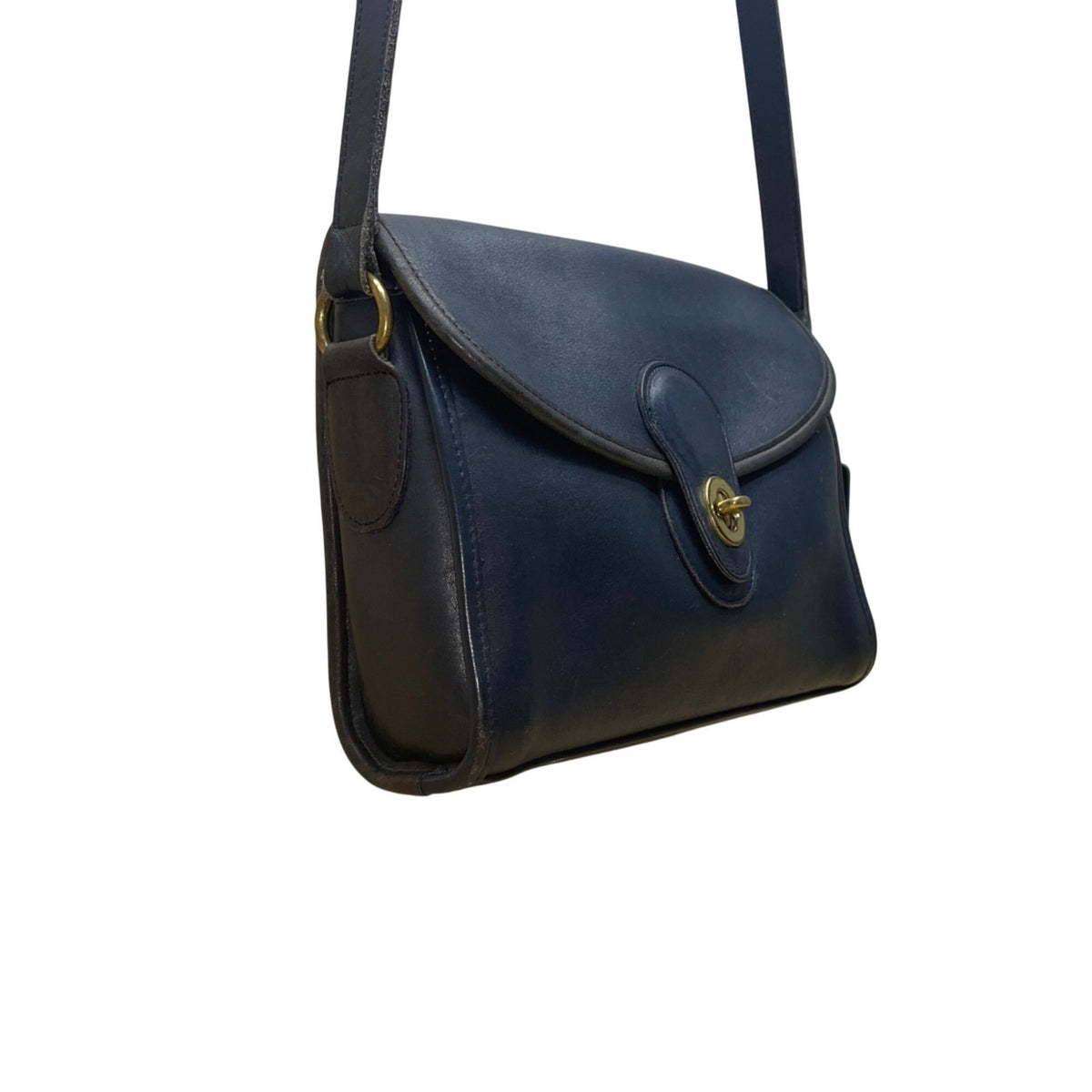 Coach Women’s Navy Leather Turnlock Closure Adjustable Strap Crossbody Bag