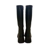El Tempo Women’s Black Leather Zip Up Knee-High Chunky Sole Boots Size US8