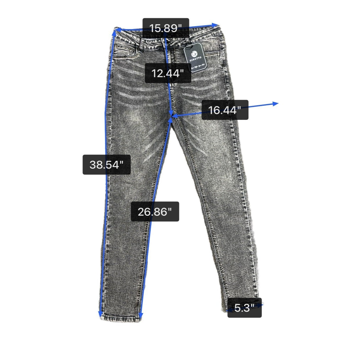 Gingtto Mens Gray Stretch Denim Skinny Fit Jeans Stylish Waist Size 32