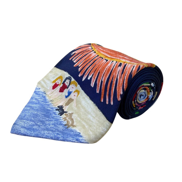 Save The Children Mens Multi-Color 100% Silk Art Tie By Mary Age 9