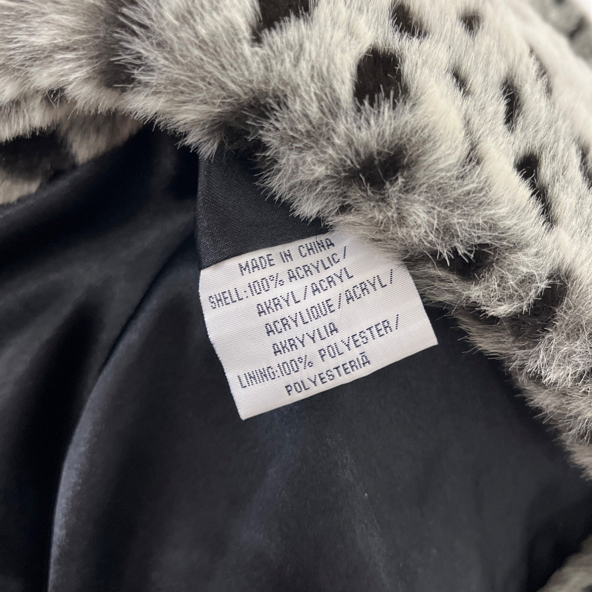 Unique New York Women's Grey Faux Leopard Fur Double-Breasted Coat Sz S