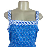 J.Crew Blue & White Floral Sleeveless Square Neck Dress W/ Lace Trim Sz 6 - New