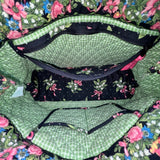 Vera Bradley Women’s Black & Green Quilted Cotton Floral Shoulder Tote Bag