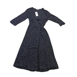 MNG Womens Black Polka Dot Wrap Dress Stylish Lightweight Size M