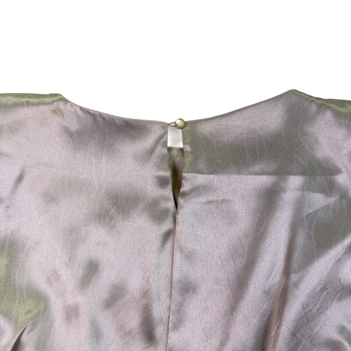 Jamie Womens Champagne Satin Pleated Dress With Bow Detail & Cap Sleeves Size M